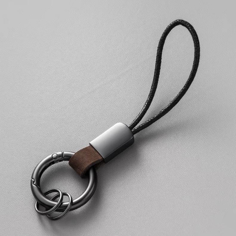 Genuine Leather Keychain Ring - Creative Pendant Keyring for Men & Women