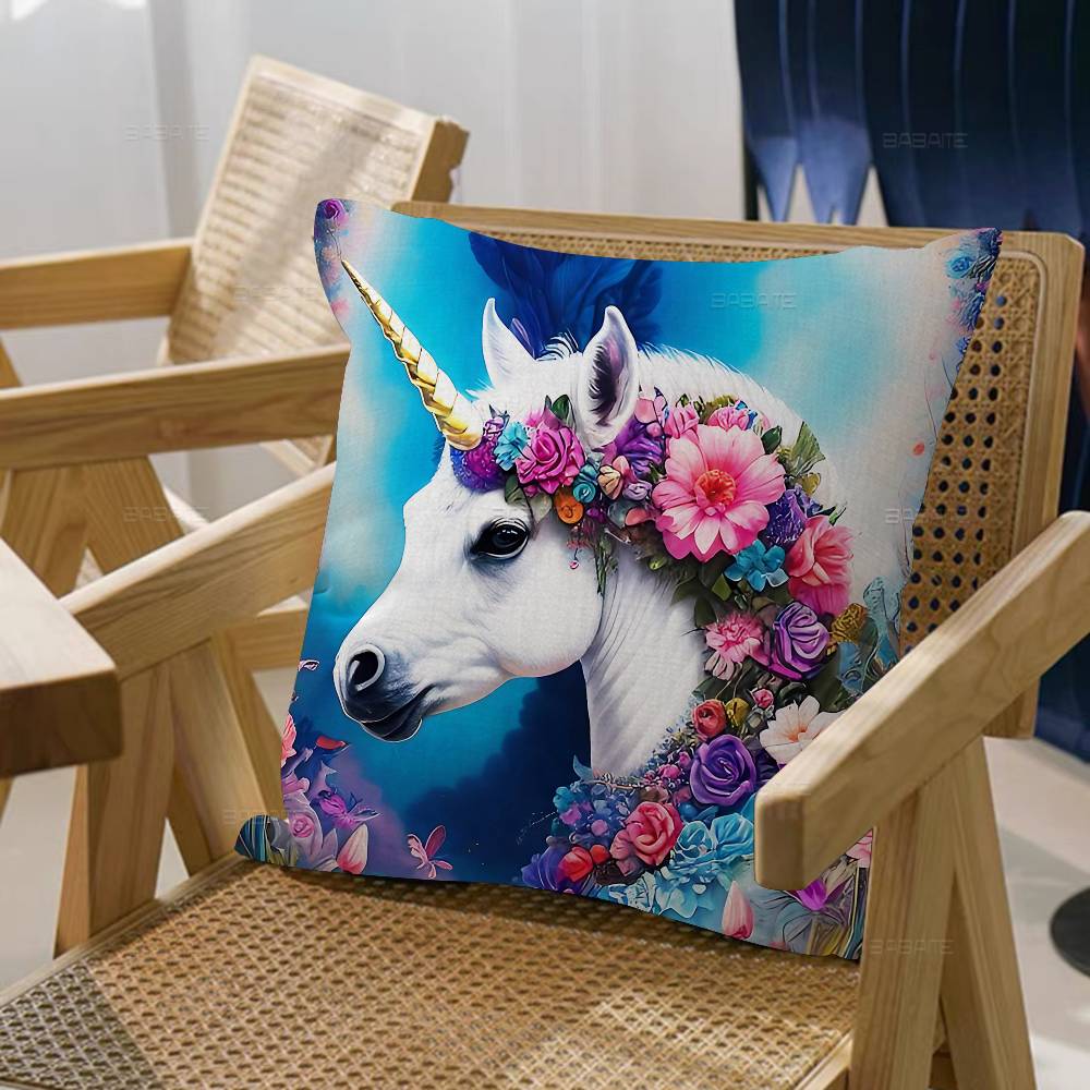 1Pc Cartoon Rainbow Unicorn Cushion Cover Car Throw Pillow Case For Sofa Car Christmas Gift 40X40Cm 45X45Cm