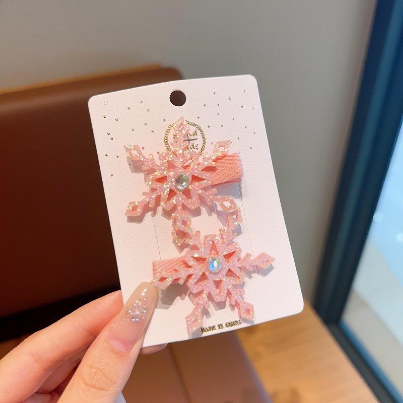 2 Stück Winter neu Frozen Schneeflocken Haarnadel Kinder Haarspange Elsa Prinzessin Haaraccessoire Mädchen Seite BB-Clip