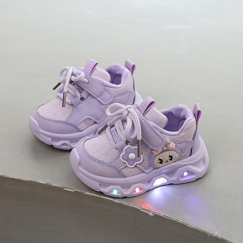 

Children s luminous sneakers, girls shoes, new spring and autumn cartoon casual running shoes, baby soft-soled non-slip shoes 21-25Code【One Hand5Doub