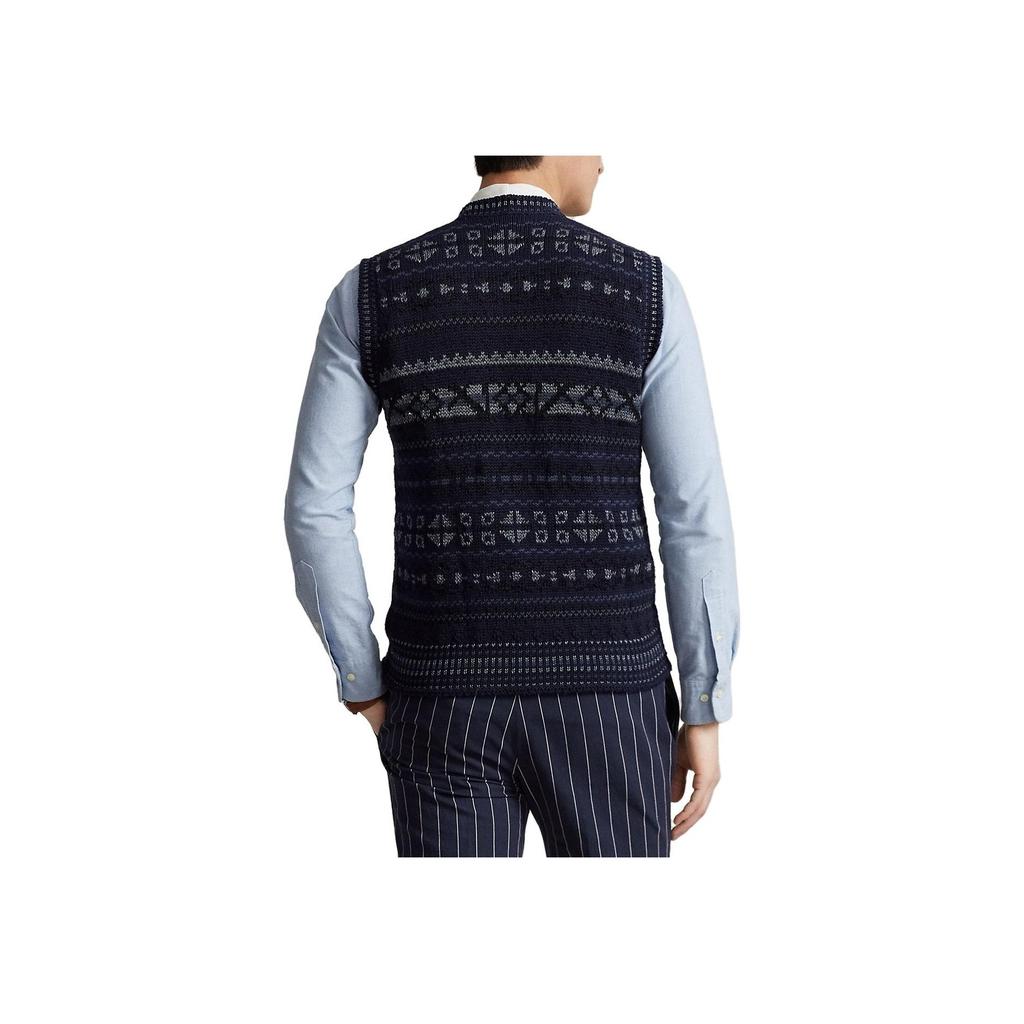 Polo Ralph Lauren Printed V-Neck Sleeveless Sweater Men sweater Blue MNPOSWE1CM20077-400