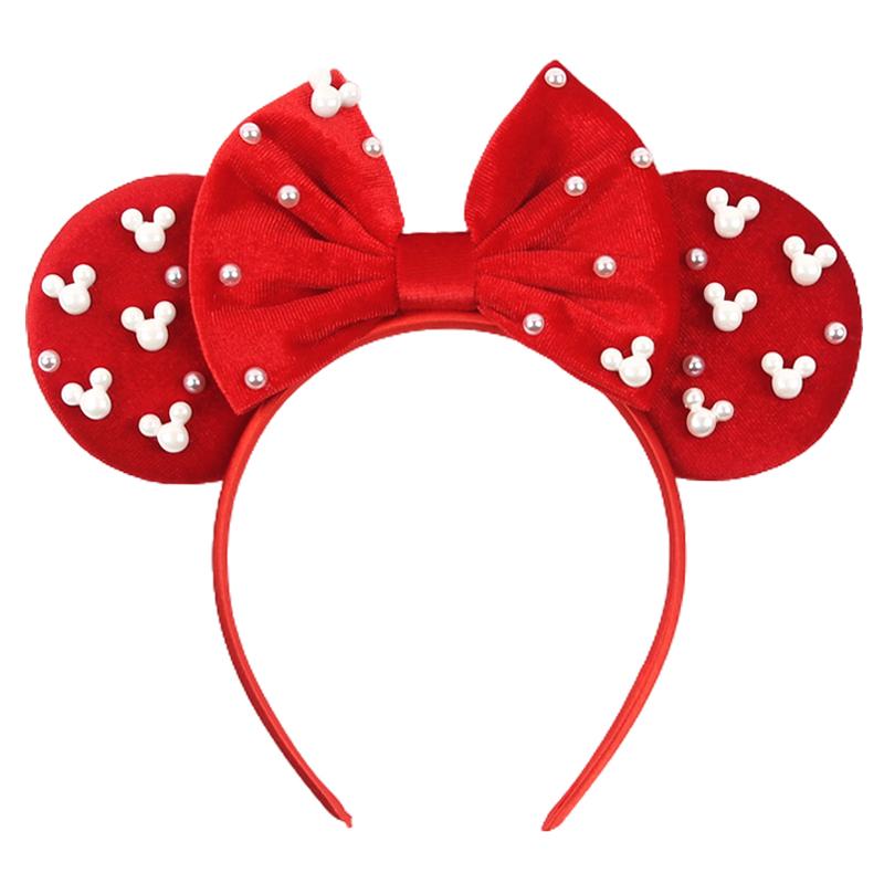 Ny Trendig Musöron Hårband Mickey 3.3" Sammet För Flickor Mjuk Rosett Hårband Halloween Festival Fest Resa DIY Håraccessoarer