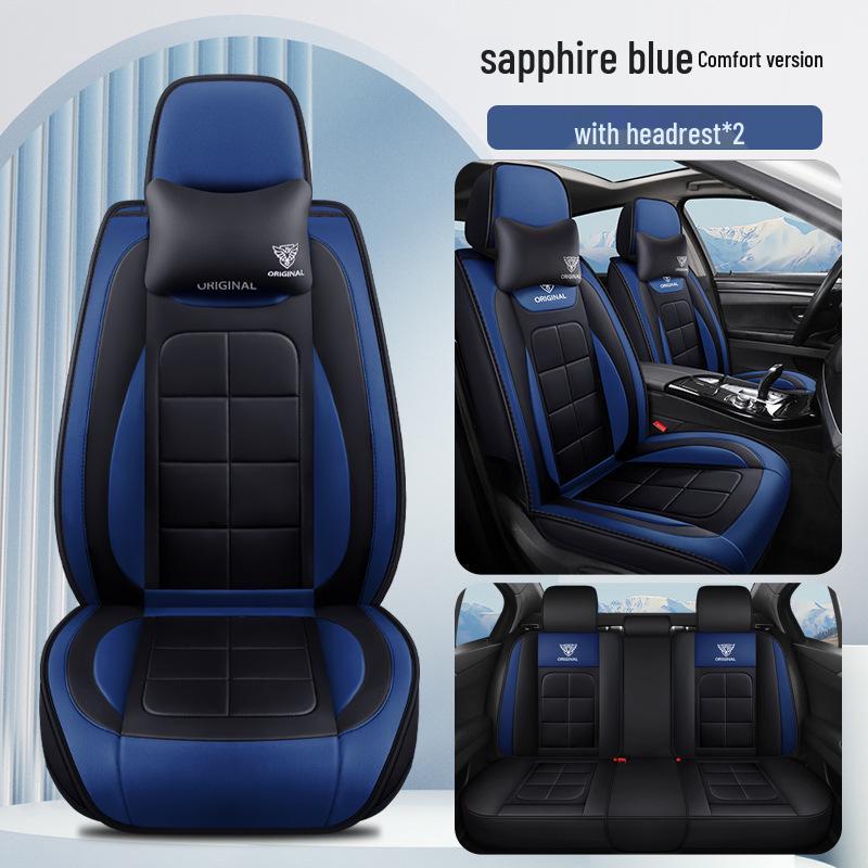 Universal Full-Surround Leather Car Seat Covers - Breathable, Wear-Resistant, Dirt-Resistant, Four-Season, for Five Seats.