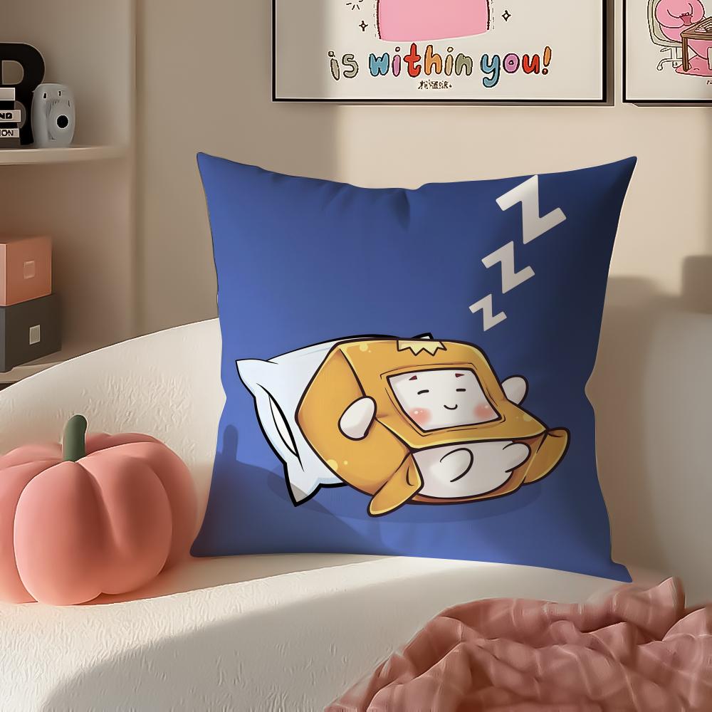Cartoon LLankyboxesES Cushion Cover Pillowcase Short Plush Invisible Zipper Room Sofa Cushion Cover