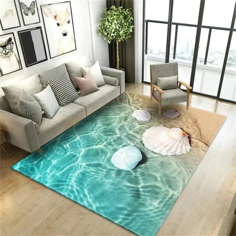Beach Waves Printed Carpets for Living Room Kids Room Rug Kitchen Mat Floor Carpets Modern Entrance Mat Home Bathroom Rugs INS