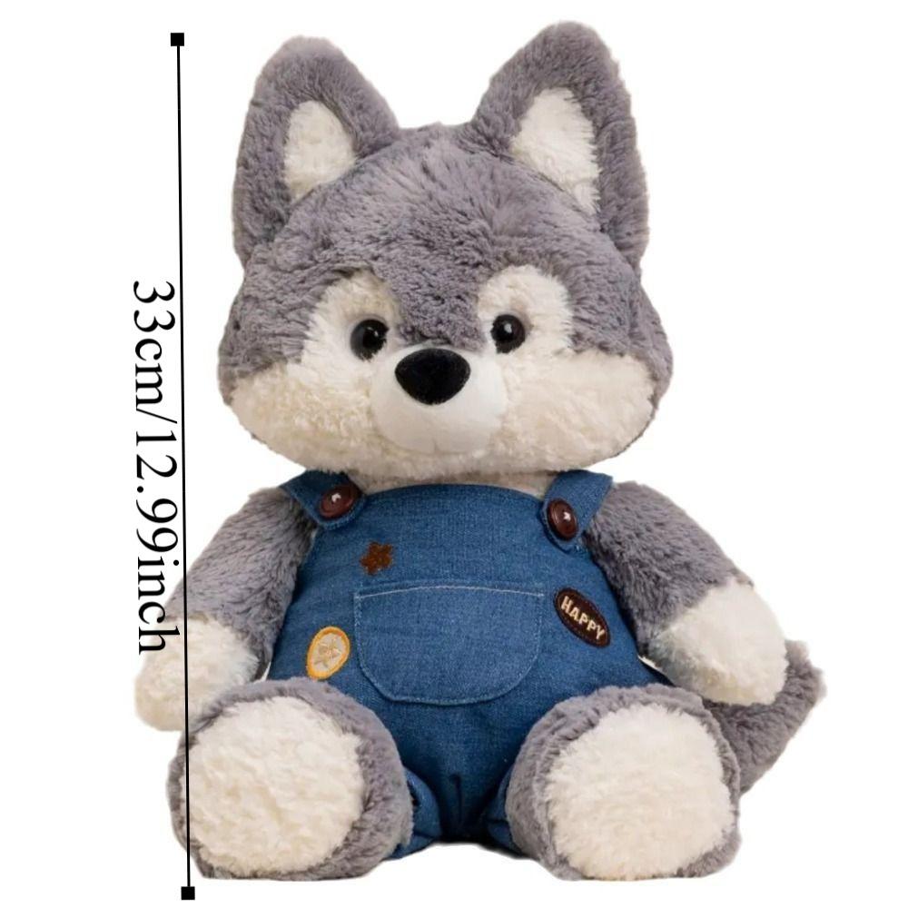 Wear Rompers Running Wolf Plush Toy Fluffy Animal Plushies Dolls  Home Decor