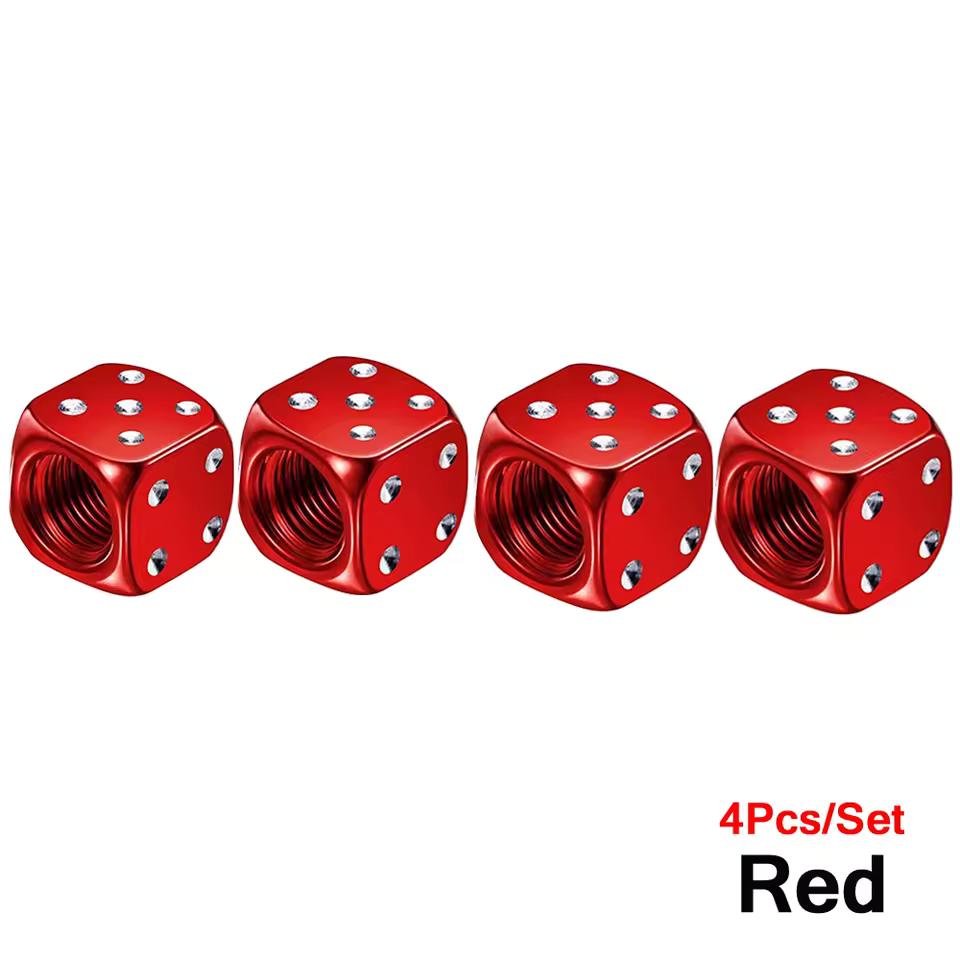 

4 шт. Алюминиевые колпачки для вентилей шин в виде игральных костей, Пылезащитные, для автомобиля, грузовика, мотоцикла, велосипеда, колпачки на ниппель колеса, колпачки на воздушные вентили шин 4Pcs red