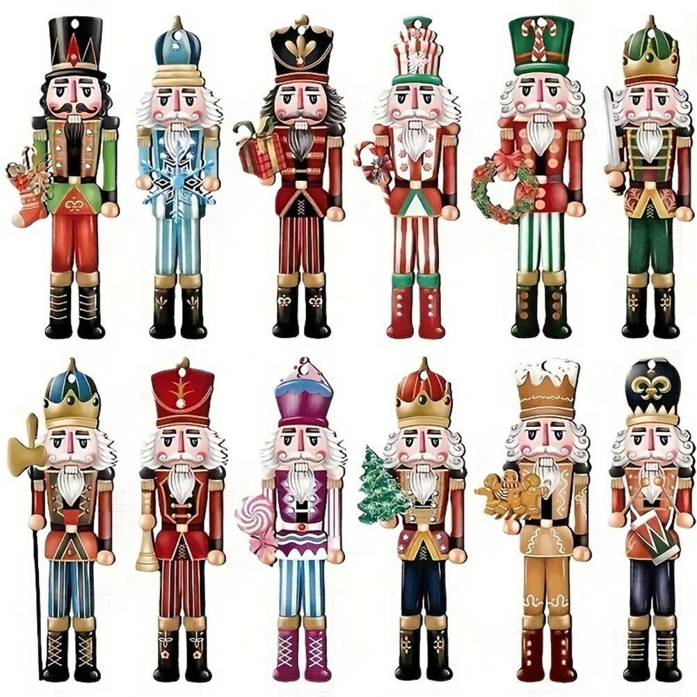 12 Stück Nussknacker Holz Dekoset - Weihnachtsgeschenk, Partydekoration und Heimdeko