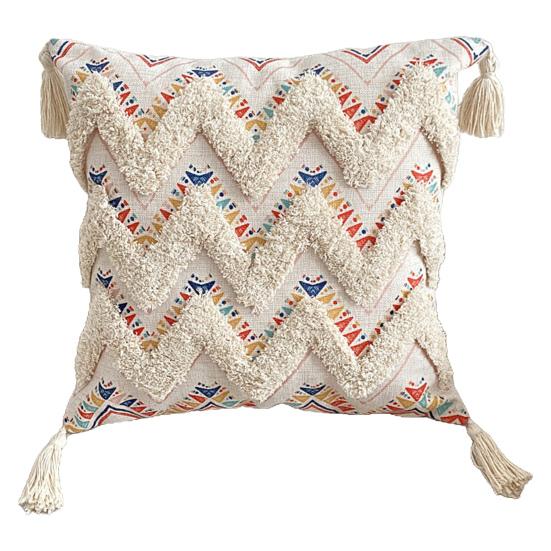 45x45CM všívaný povlak na polštář se střapci Český etnický styl Geometrický zip Bavlněná pohovka Ložnice Dekorace polštář Povlak na polštář