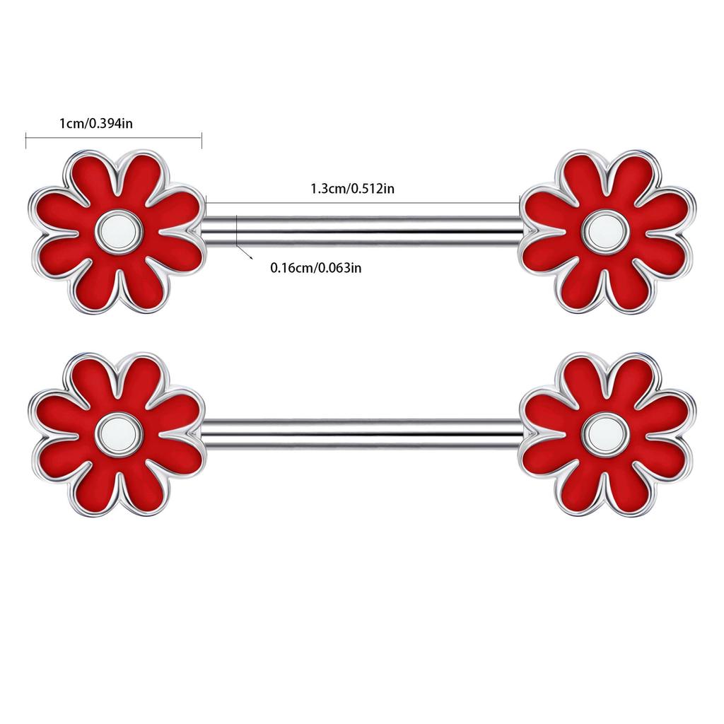 Red Series Diamond Nipple Rings - Love, Moon, and Flower Designs