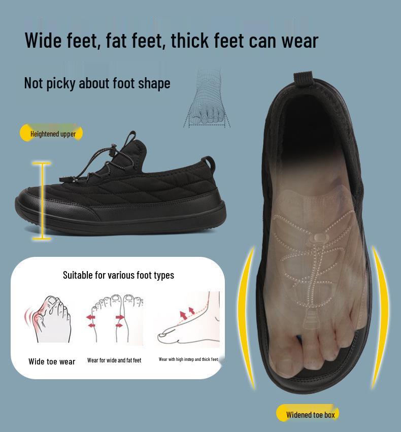 Size 50 Plus Size Winter Casual Couples' Fleece-lined Cotton Shoes - Warm, Thick, Lightweight, Non-slip Snow Slippers.