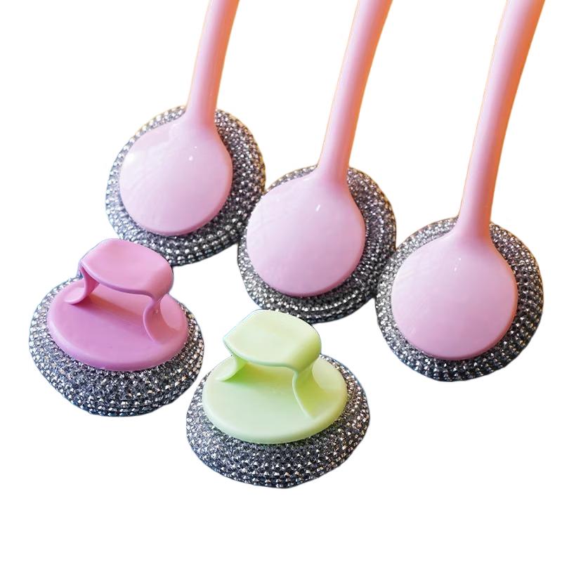 ZISIZ Steel Wool Dish Scrubber Set with Handle