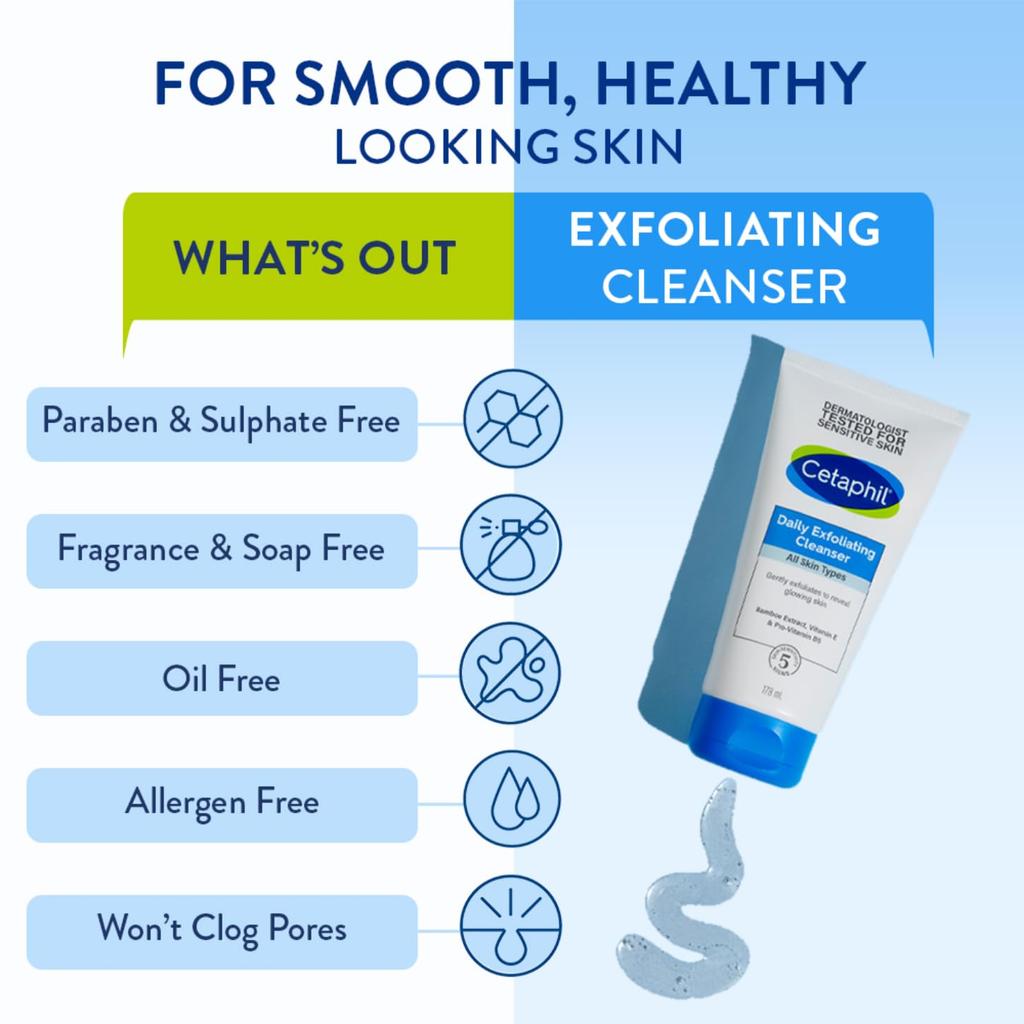 Cetaphil Daily Exfoliating Cleanser 178ml Pack For Normal Dry Oily Skin Gentle Scrub For Glowing Healthy Skin