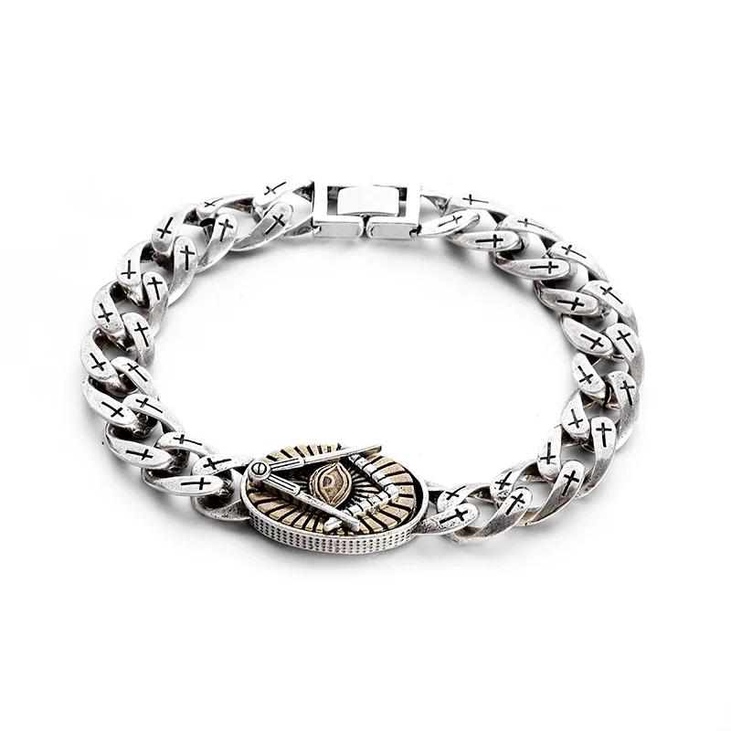 Lion head animal bracelet for men stainless steel braided chain wristband bracelet fashion hip hop jewelry