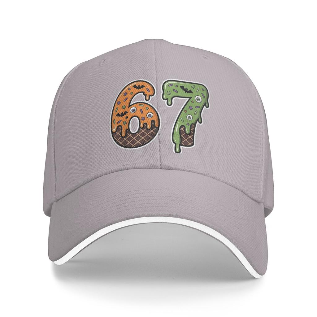 67 Sorvete Halloween 67 Meme Engraçado Seis Sete Geração Alfa 67 Sol Boné de Beisebol Primavera Boné Trucker Homens Tênis Skate Boné Snapback