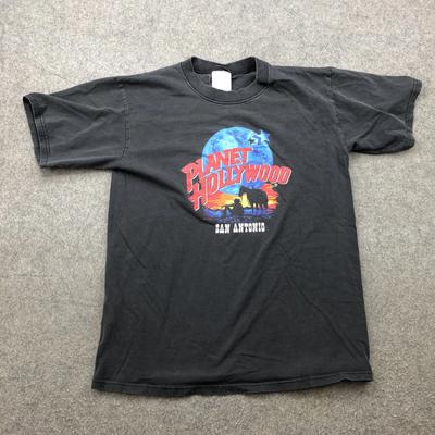 Chemise Vintage Planet Hollywood Homme Taille Moyenne Graphique Cowboy de San Antonio Années 90 USA