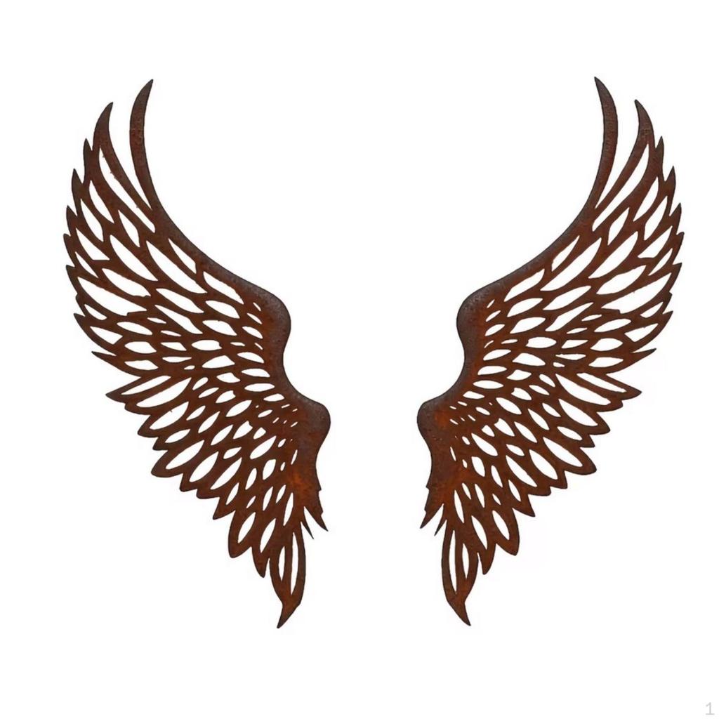 Sheet Metal Wall Art Rust Brown Finish Angel Feathers Decor Layered Feather Shapes for Home