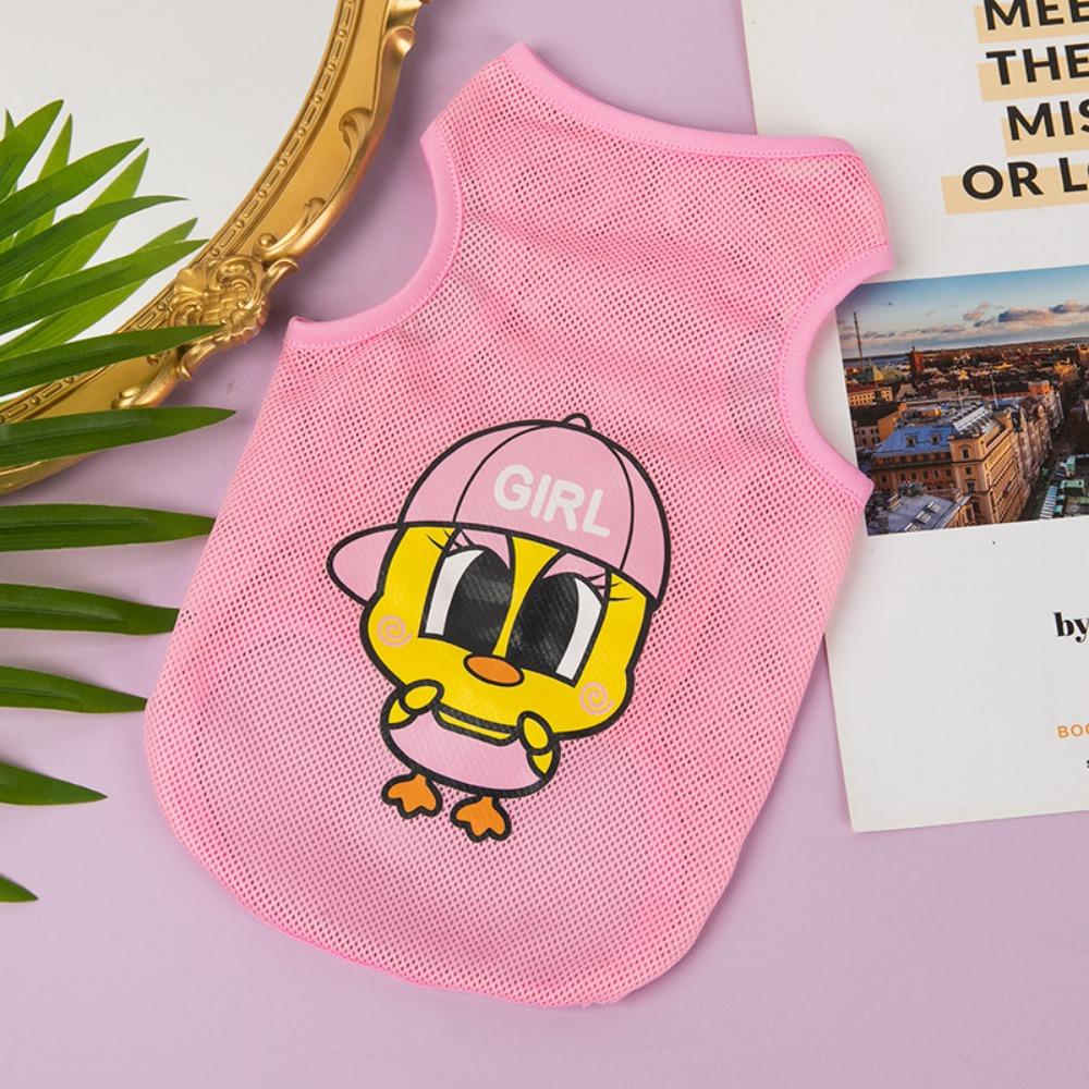 2023 Cartoon Polyester Fibre Cool Breathable Cat T-shirt Dog Clothes Cat Costume Puppy Vest