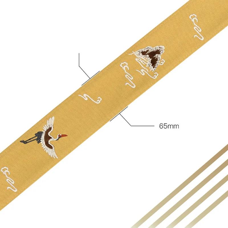 100x6.5cm Vintage Chinese Crane Embroidered Jacquard Ribbon Trim Braid Trimmings Sewing Lace for DIY Clothing Home Fabic Decor