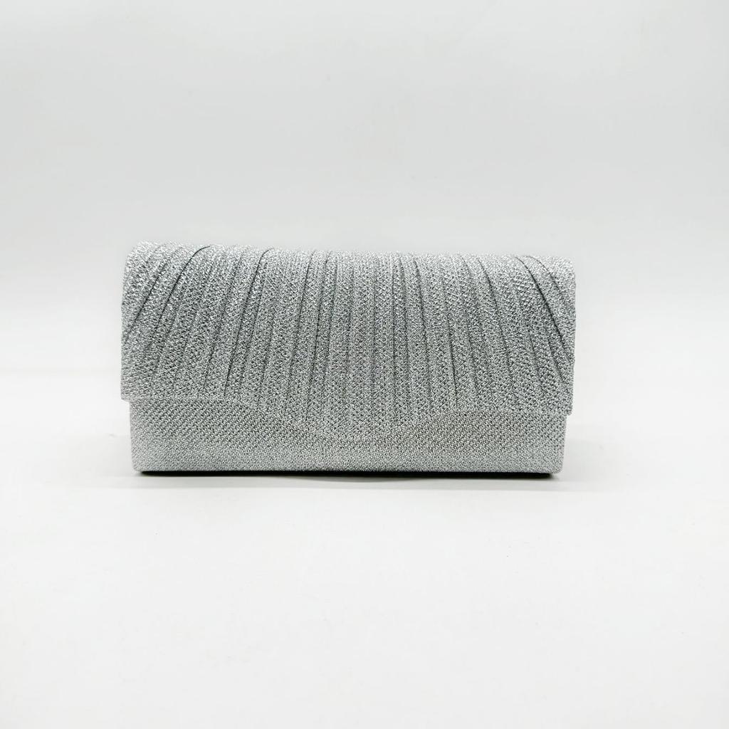 Ladies Silver Clutch Bag Pleated Design Clutch Evening Bag For Women Banquet Envelope Handbag Purse Wedding Party Shoulder Bags