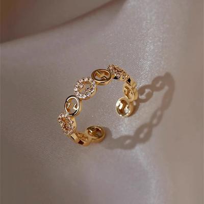 Zircon Circle Ring, Simple Light Luxury Index Finger Ring, Niche Temperament, Versatile Opening Ring Tide