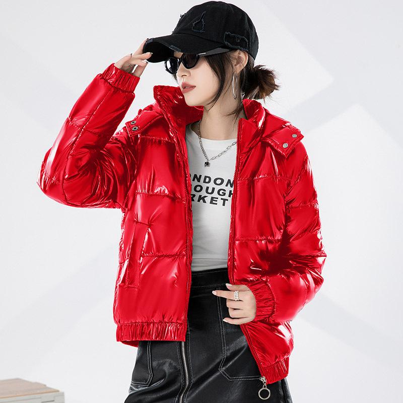 Bright Hooded Cotton Jacket Winter Korean Version Short Women's Jacket Top, Bread Jacket Versatile Cotton Jacket