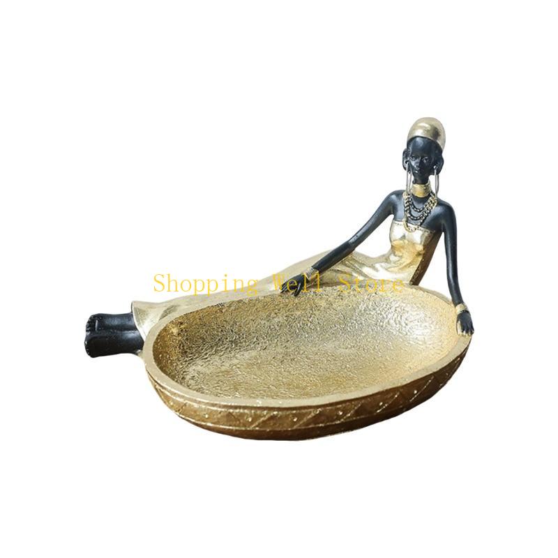 KX4B Handcrafteds African Black Woman Resins Figurine for Unique Home Decoration