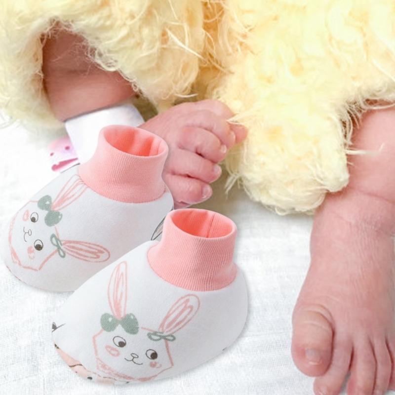 Set of 1 Infant Cotton Mittens Anti Scratch Hand Cover Soft Breathable Warm Gloves & Socks for 0-6M Boys Girls