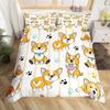 Pug Corgi Shiba Puppy Duvet Cover Set Dog Comforter Cover I Love Dogs Bedding Sets Kawaii Animals Cartoon Bedspreads Full Size