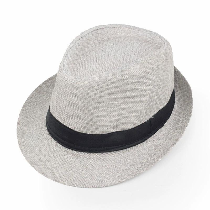 New Summer Linen Fedora Jazz Hat British Style Unisex Straw Hat Beach Sun Hat Sun Protection Korean Style Sun Hat