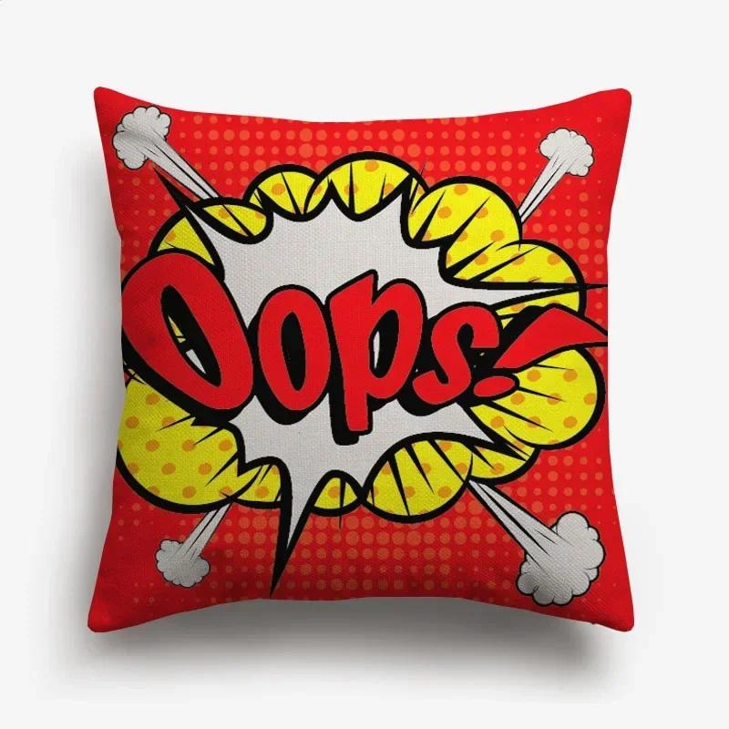 American POP ART Cushion Covers BANG WOW BOOM POW Cushion Cover Home Decorative Linen Pillow Case for Sofa Couch