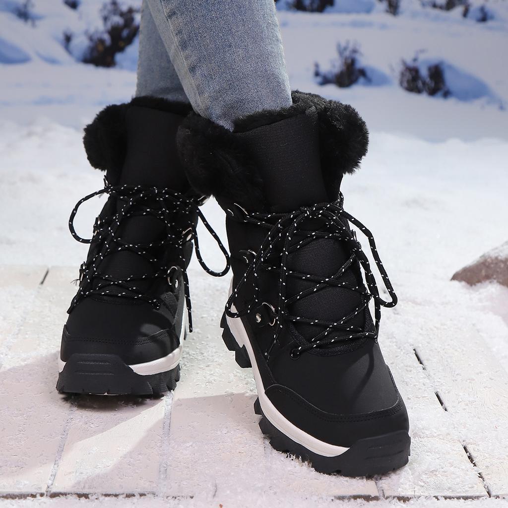 TUINANLE Women's Winter Boots Plus Velvet Warm High-top Hiking Shoes for Women Non-slip Outdoor Ladies Snow Boots