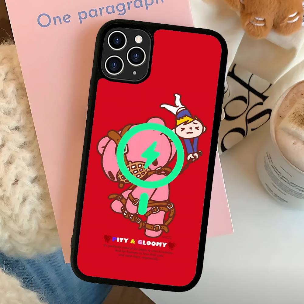Cartoon G-gloomy Bear Phone Case For IPhone 16 15 14 13 12 11 17 Pro Max Plus Magnetic Wireless Cover