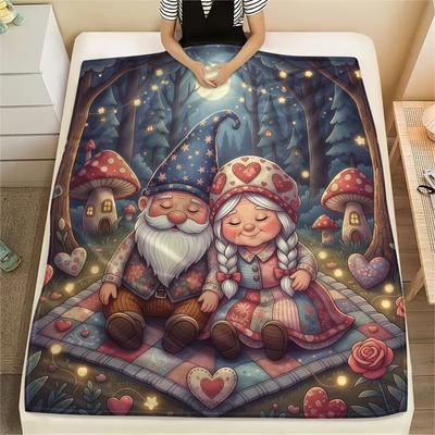 1Pc Valentine's Day Print Flannel Blanket, High Quality Comfortable for All Seasons, Home Decor, Perfect for Christmas Birthday Gift