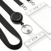 5pcs ID Badge Holder with Lanyard Waterproof Clear Vertical ID Card Protector for Office, Nurse, Teacher, Student & Conference