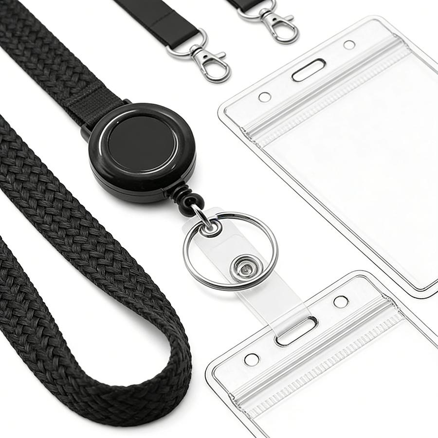 5pcs ID Badge Holder with Lanyard Waterproof Clear Vertical ID Card Protector for Office, Nurse, Teacher, Student & Conference