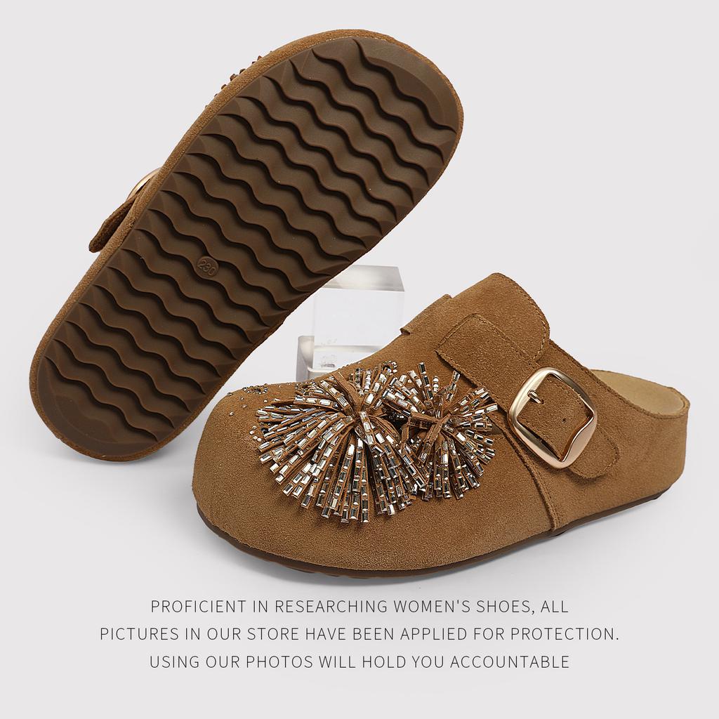 Cattle Velvet Fireworks Holiday Retro One-Pedal Birkenstocks Thick-Soled Heightening Shoes