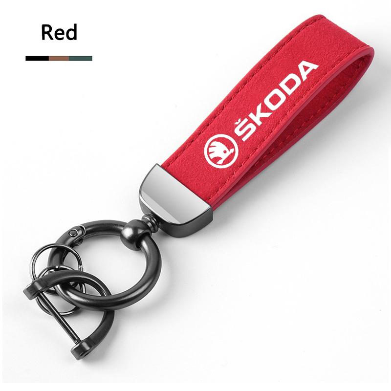 HAZJ3 Luxury Leather Car Keychain Auto Logo Keyring Accessories Women Men Gifts For Skoda Yeti VRIS Octavia A5 A7 Karoq Kamiq Fabia