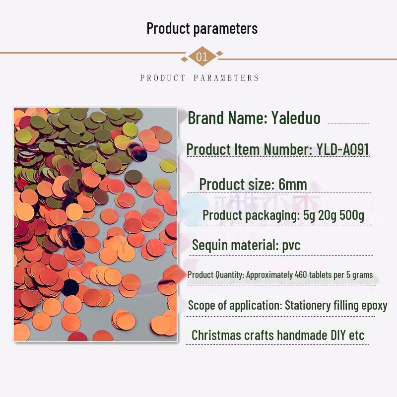 Yaleduo 6mm Flache Runde Pailletten ohne Loch für DIY-Bastelarbeiten, Handy-Dekor, Epoxidharz-Kunst und Nageldesign