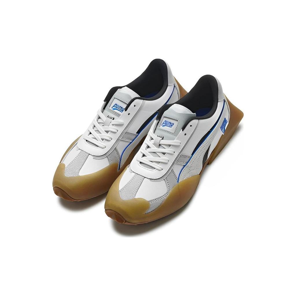 Puma Vaderon Leather Round Toe Lace-Up Sports Durable Low-Top Casual Shoes Unisex Casual Shoes White Silver Black 387532-03