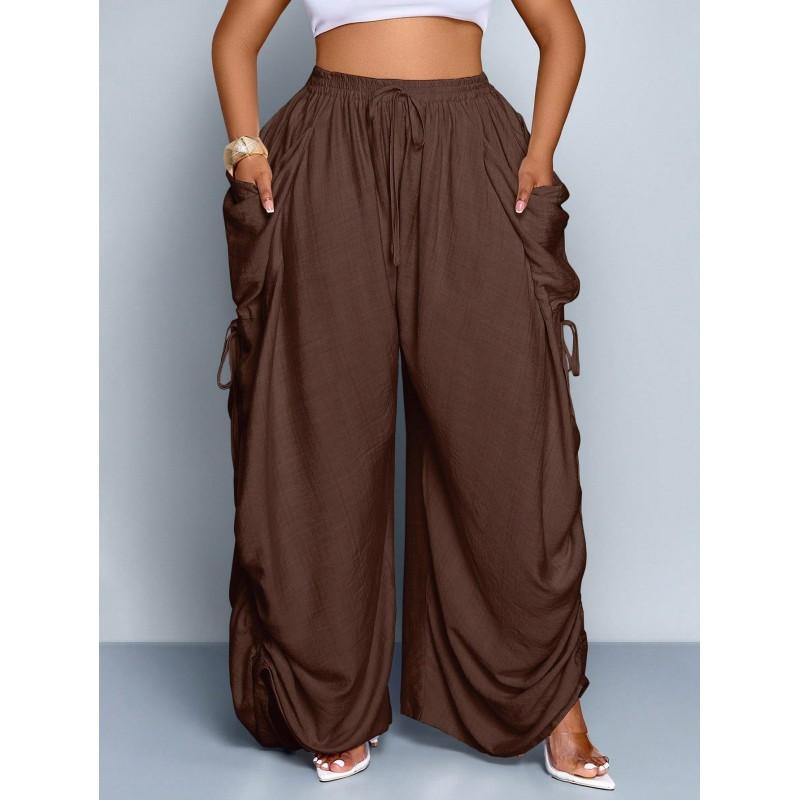 Womens High Waist Loose Drawstring Lantern Pants Casual Trousers