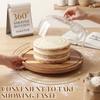 12 In Wood Cake Stand With Acrylic Dome Lid Rotating Cake Plate With Cover Wooden Cake Display Stand For Baking Kitchen Utensils