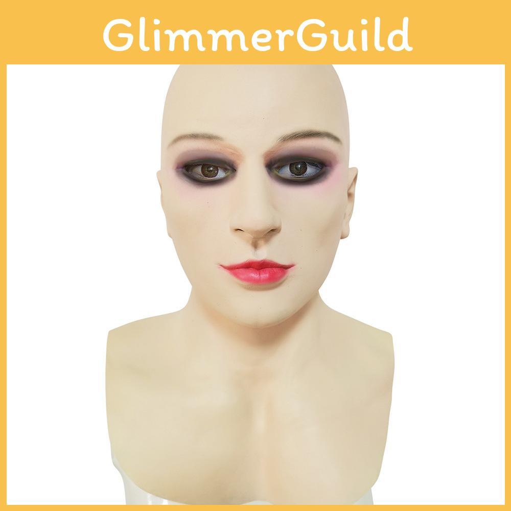 Halloween Bald Beautiful Woman Latex Headgear Funny Costume Mask For Cosplay And Themed Parties