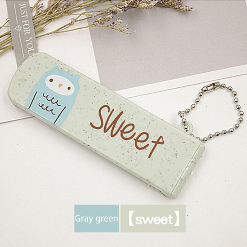 

Lovely Animals Cartoon Comb Simple Hairdressing Plastic Portable Comb With Mirror Foldable 2 In 1 Pocket Hair Brush Students 9.3cm зелёный