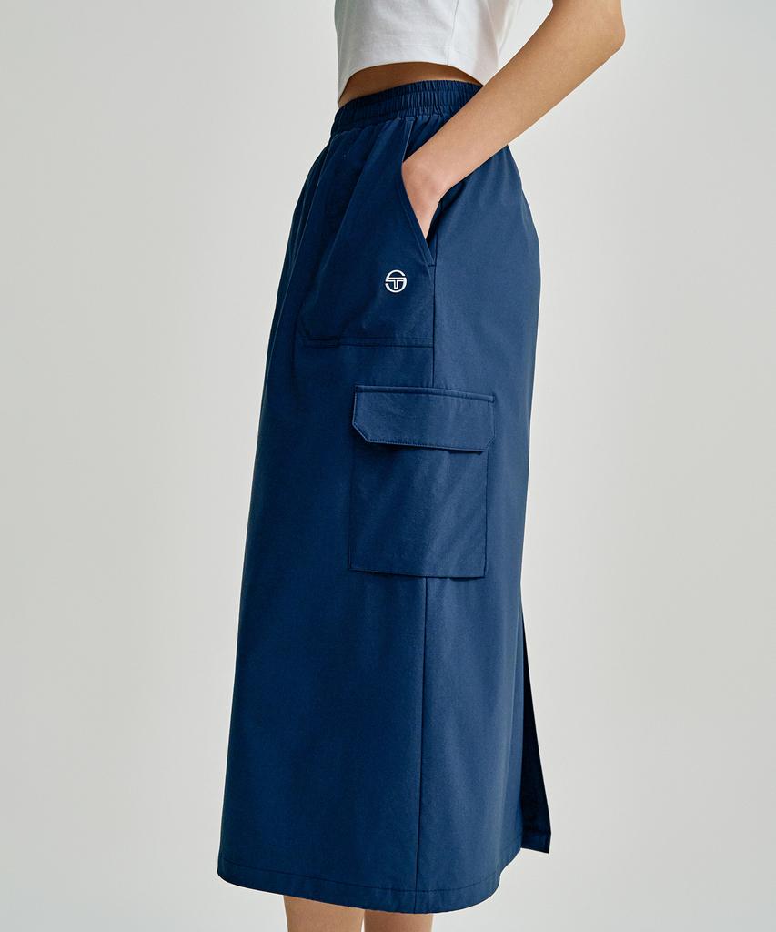 SERGIO TACCHINI W Comfortcool Lightweight Woven Long Skirt (Navy)