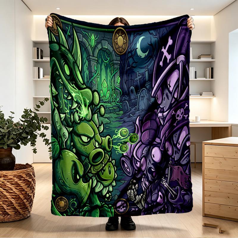 Plants VS Zombies Print Blanket - Soft & Comfortable, for Bedroom, Travel, Sofa, Home Decoration - Birthday Christmas Gift for Friend