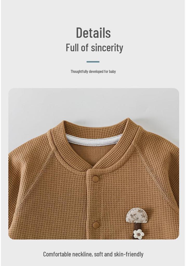 Class A Baby Waffle Long Sleeve Romper - Spring/Autumn Newborn Bodysuit