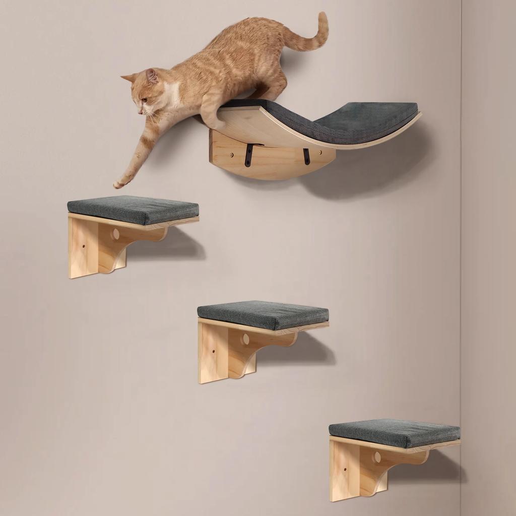 Katzen Wand Versteck Haus Hängematte Kletterregale Mond Sitzstangen Bett Leiter Massivholz Stufen Für Aktivität Indoor Katzen Wandmöbel