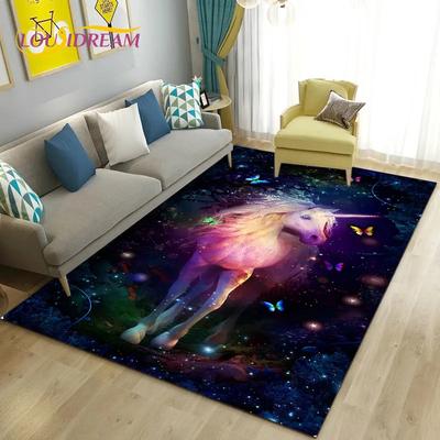 3D Cartoon Cute Unicorn Area Rug,Carpet Rug for Living Room Bedroom Sofa Doormat Kitchen Decoration,Kid Play Non-slip Floor Mat