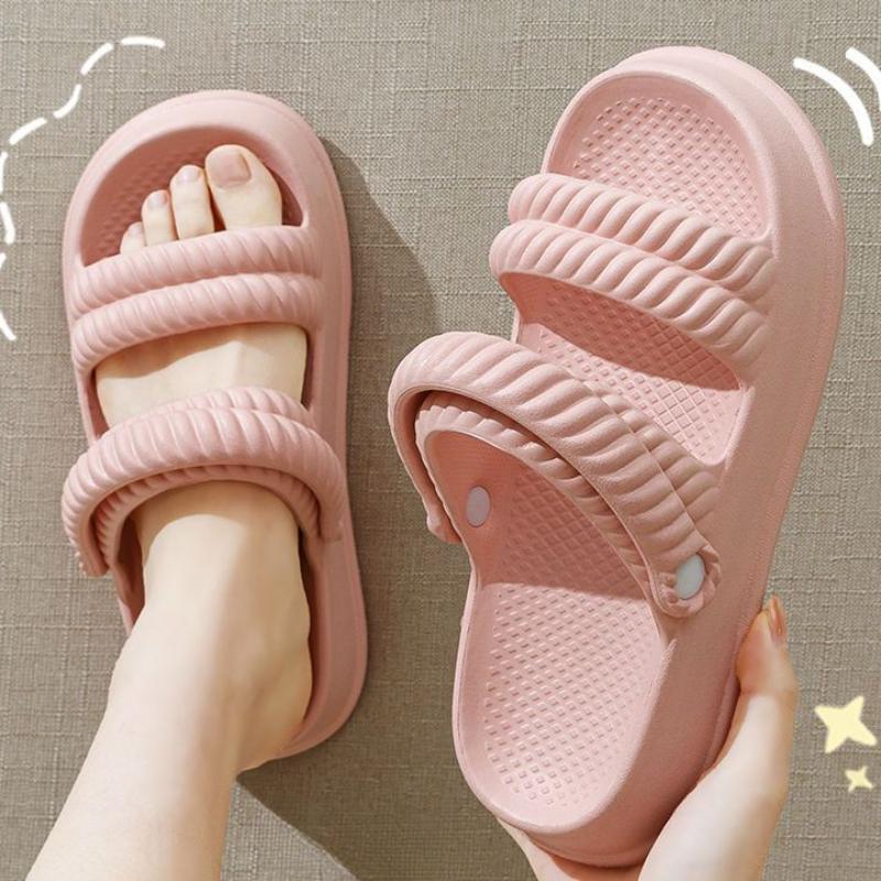 Skor på Strand Grön Sommar 2024 Badrum Tjock Rosa Vit Tofflor Damskor och Sandaler Plattforms Ny Mode I Vip